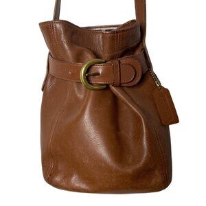 Vintage 90s Coach SoHo Tanned Leather Bucket Crossbody Bag Adjustable Strap 4156